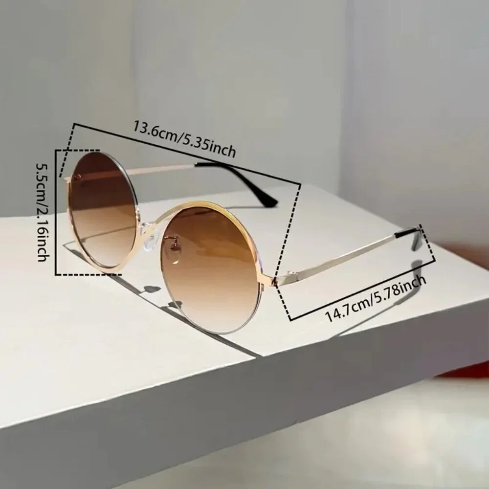 UNIQUE Round Oversize Sunglasses Oversize (Gold Metal)